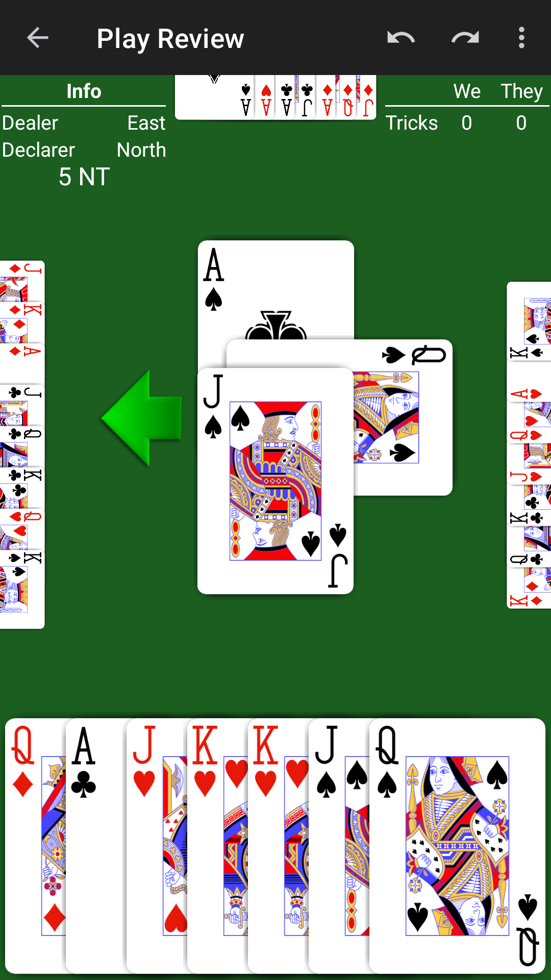 Trick-by-trick Bid Euchre play review in NeuralPlay