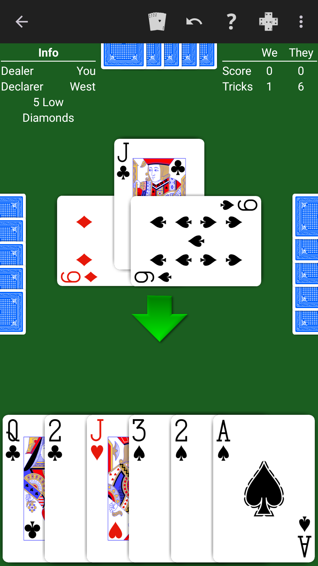 A hand of Bid Whist in NeuralPlay