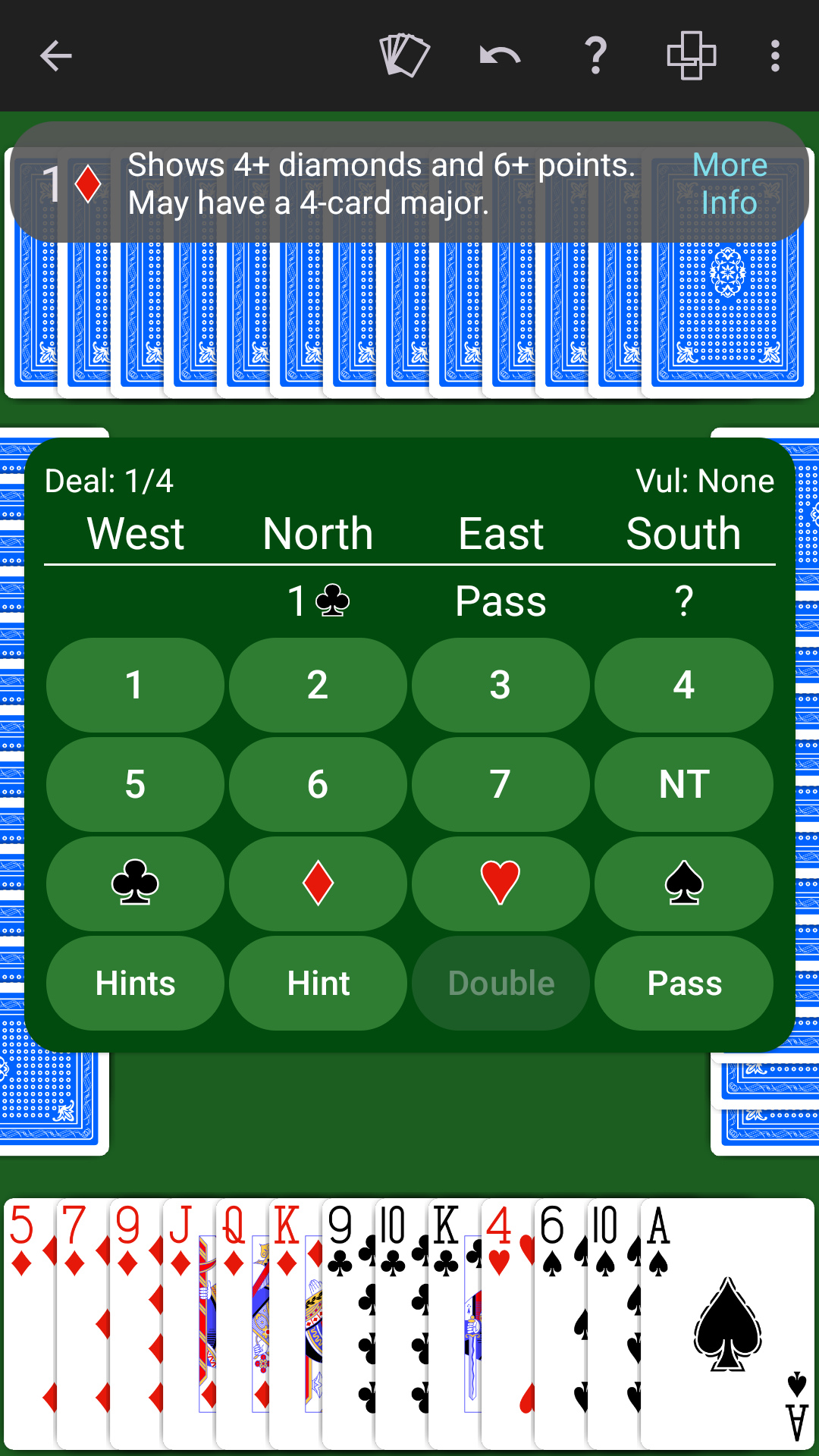 NeuralPlay Bridge explaining a two-spade bid