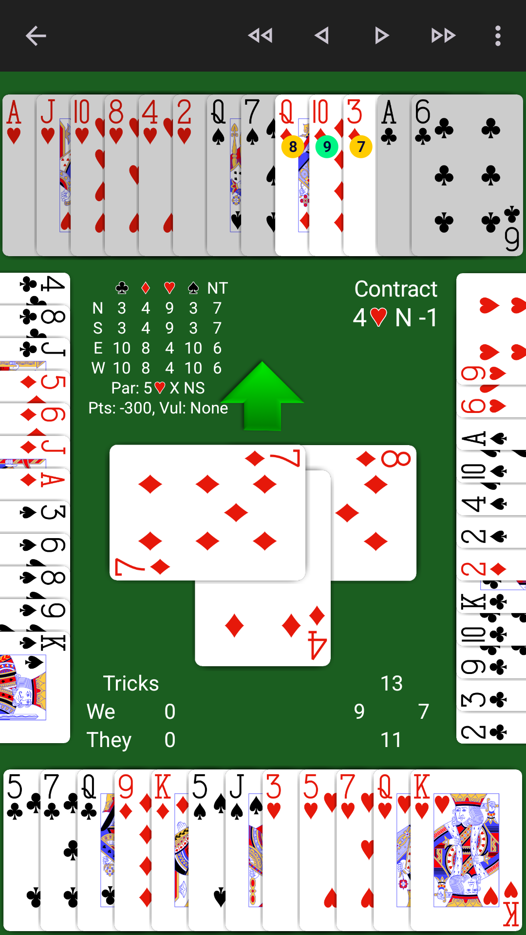 Double dummy analysis of a Bridge deal in NeuralPlay