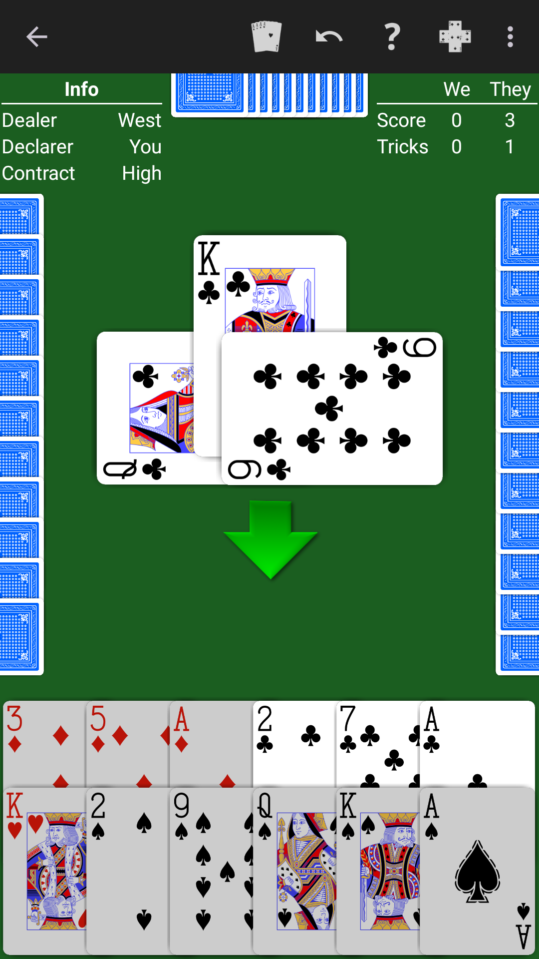 A hand of Minnesota Whist in NeuralPlay