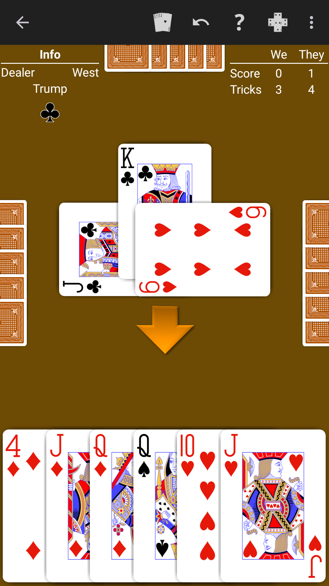Whist with a brown table